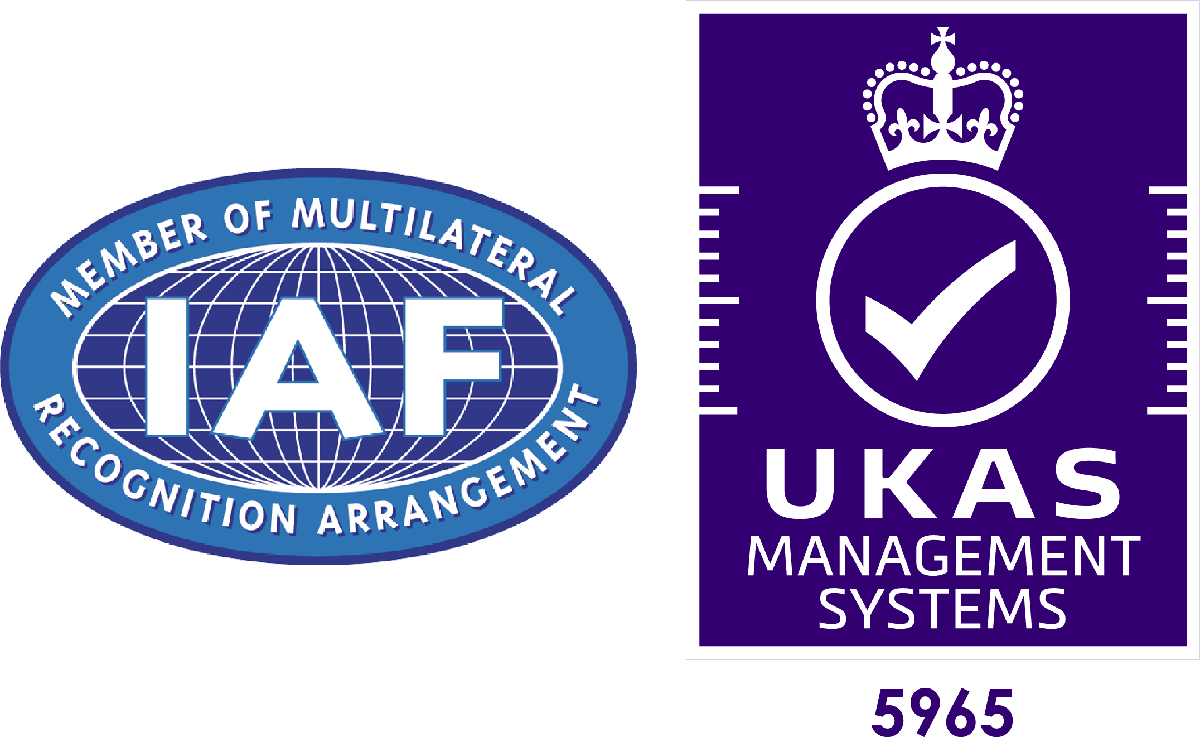 Sellos de certificación ISO 9001 UKAS e IAF