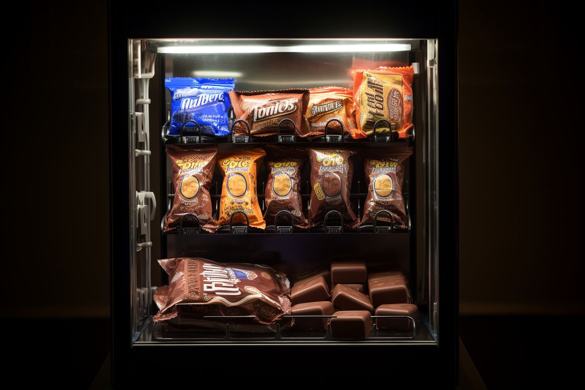 Snacks de primeras marcas dentro de una máquina vending